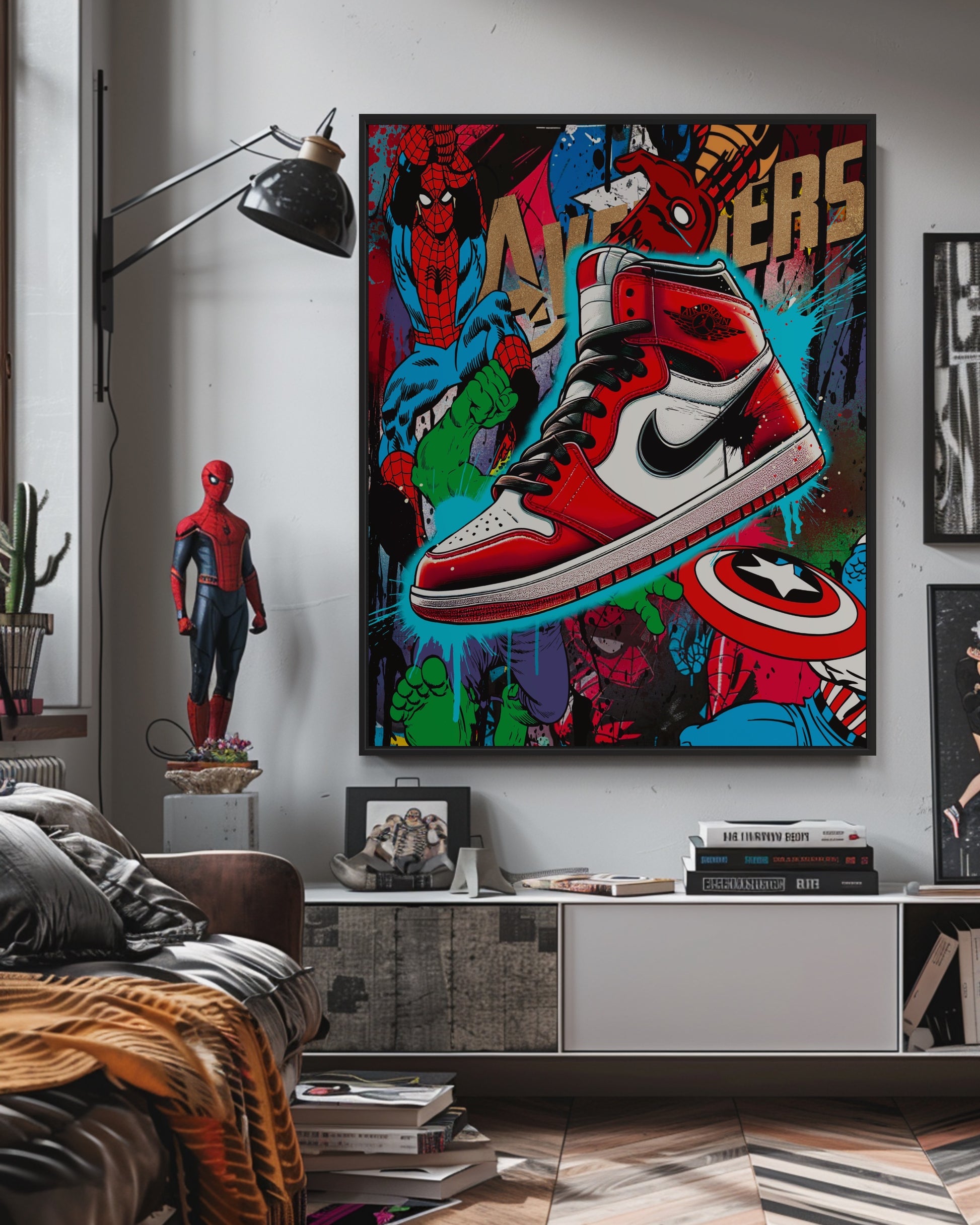 Spiderman hulk nike Jordan air marvel comic pop art