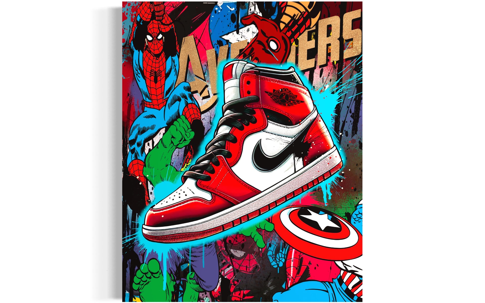 nike air Jordan heroes pop art marvel avengers. spiderman art