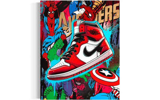 nike air Jordan heroes pop art marvel avengers. spiderman art