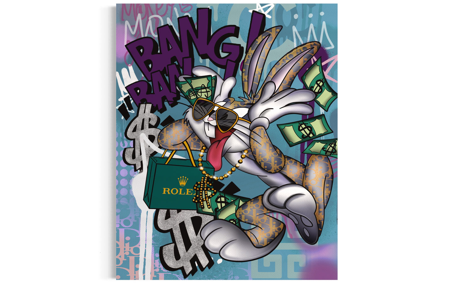 pop art canvas bunny funny money