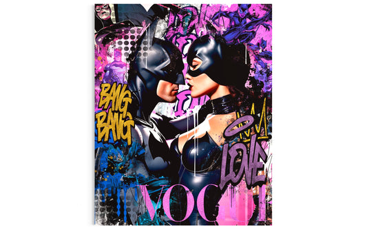 batman cat woman love pink canvas 