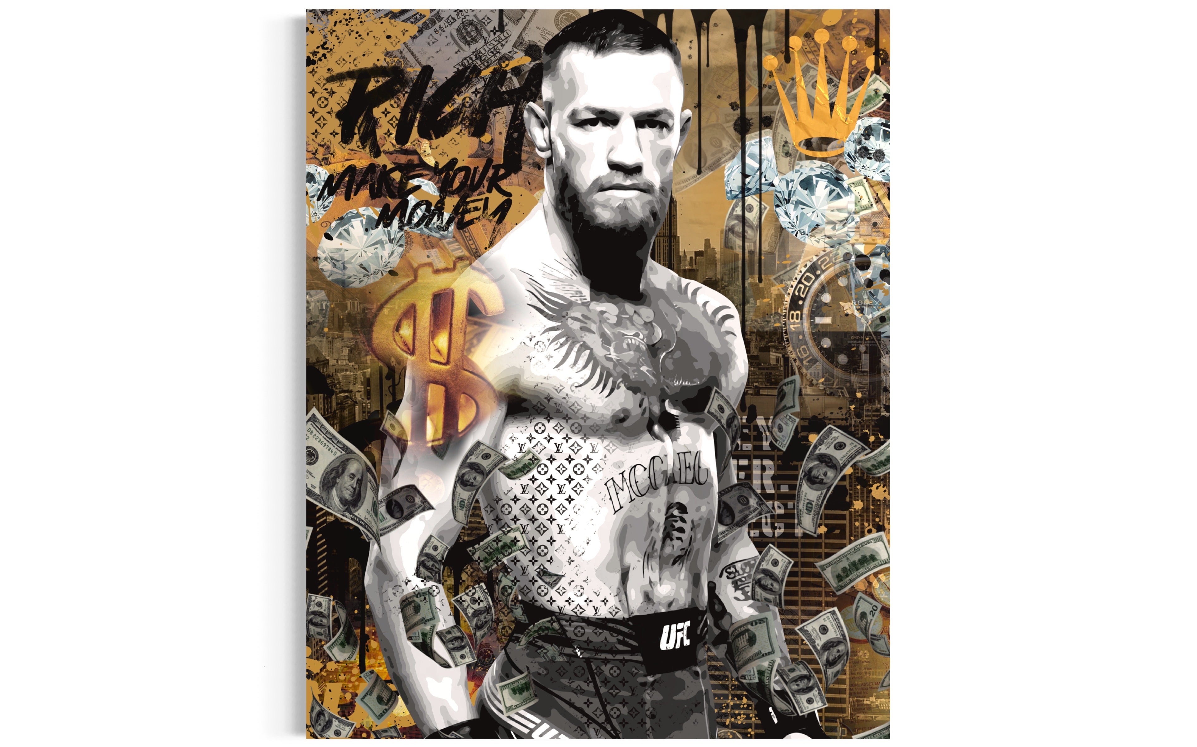 Canvas Art painting painting Connor mcgregor fight gold mma sport motivation rich life modern painting BADLUCIJE ORIGINAL CANVAS
