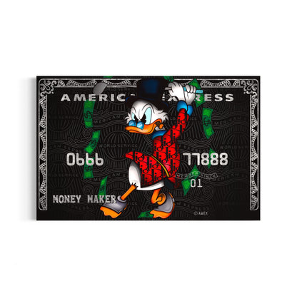 duck mone golf pop art canvas motivation boss money black and silver