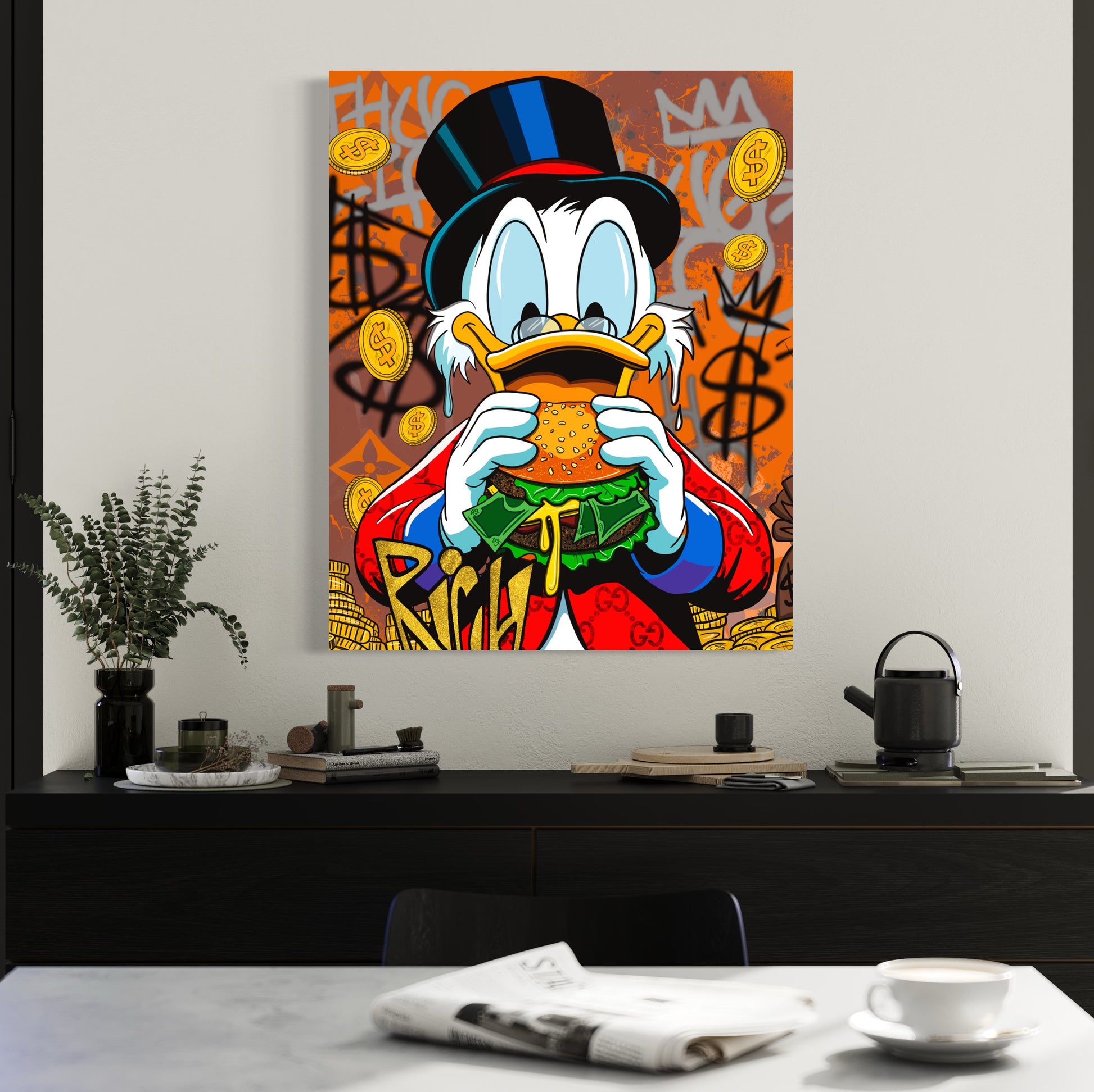 rich duck burger pop art canvas