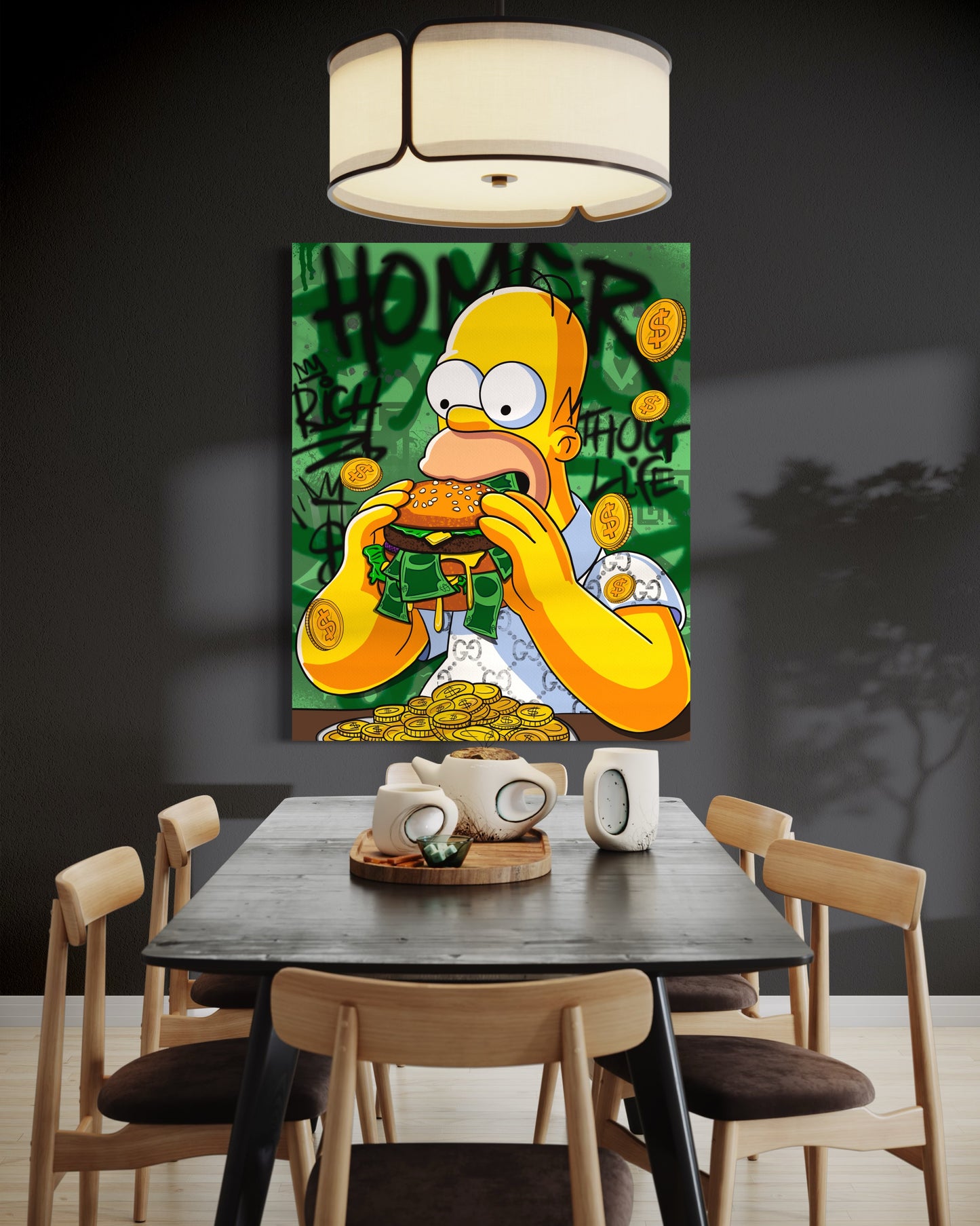 pop art canvas hamburger eating burger restaurant hospitality dinner time