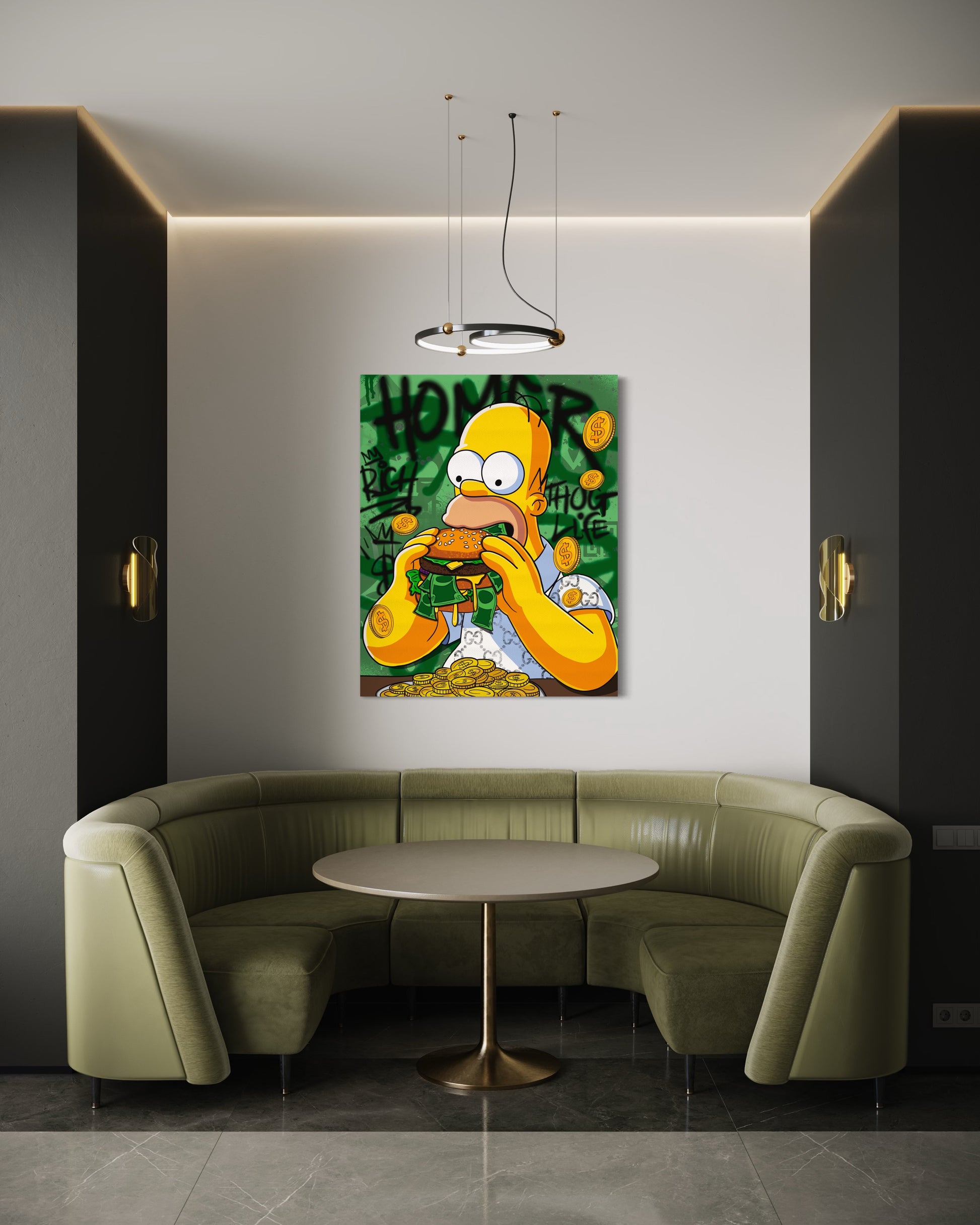 homer pop art canvas moderní obraz motiv hamburger burger cheese