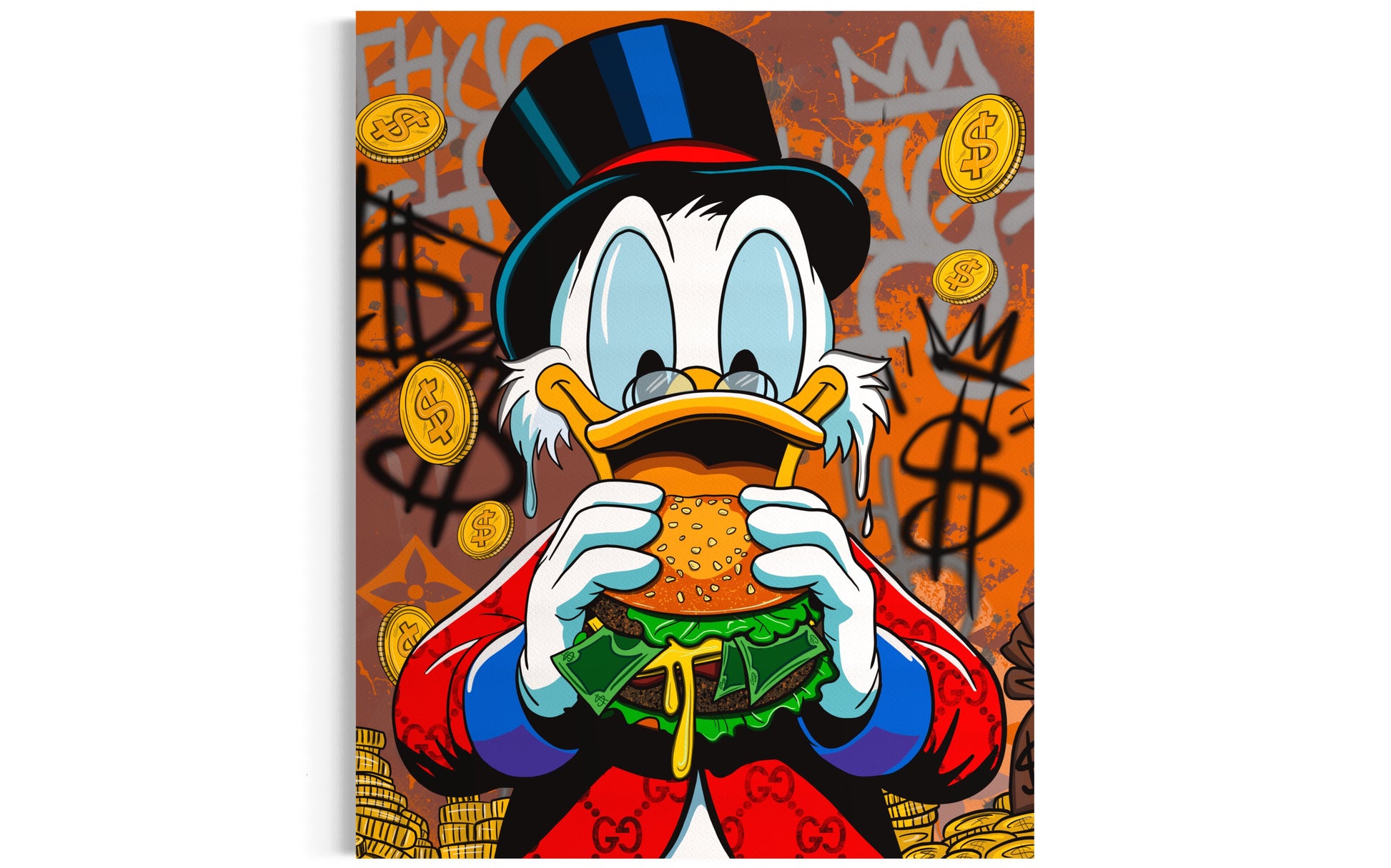 duck burger orange abstract pop art canvas badluciije dotcom paitning