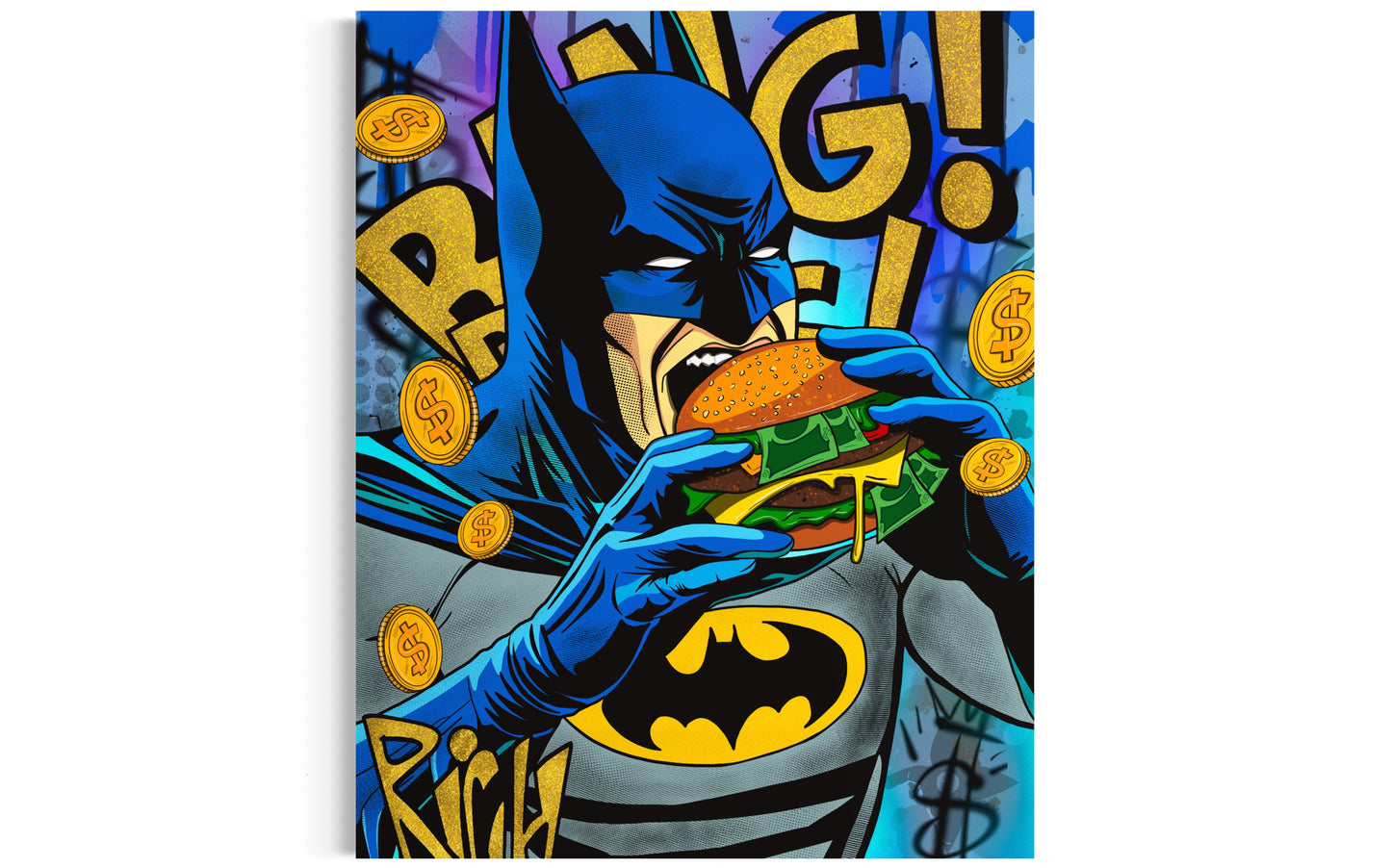 burger batman pop art canvas 