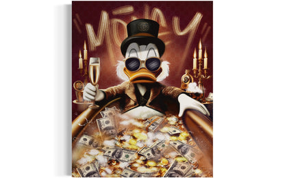 scrooge mc duck in bath with money have a spa time luxury lifestyle pop art canvas 