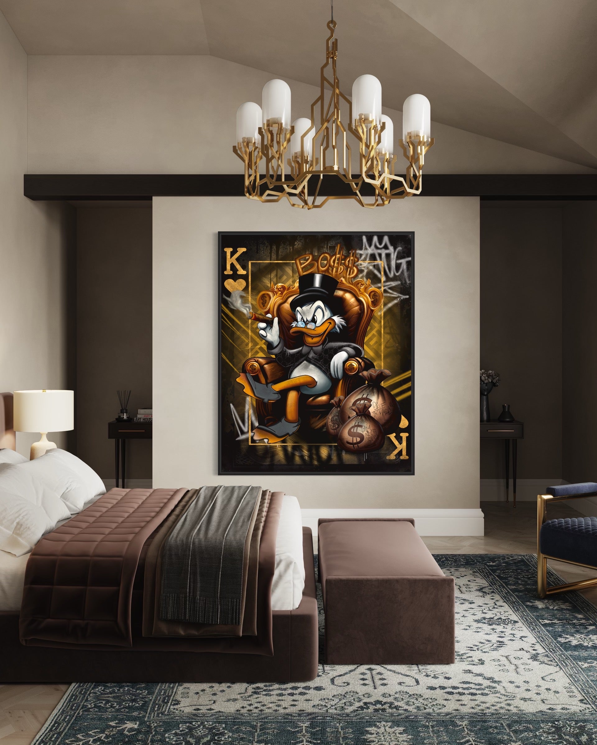 pop art canvas golden luxury art bedroom