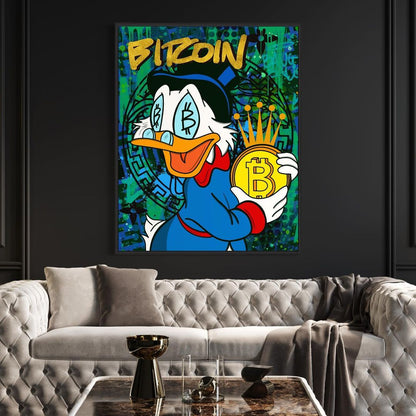 pop art canvas obraz na plátně duck bitcoin