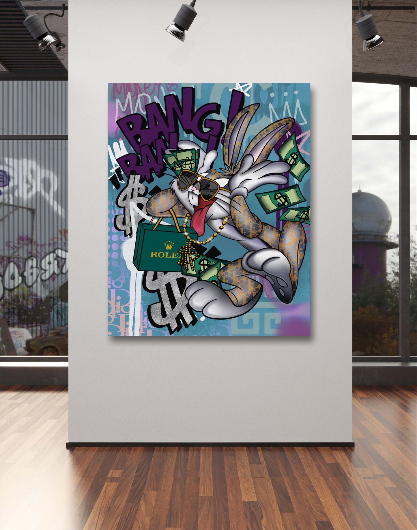 bunny pop art canvas