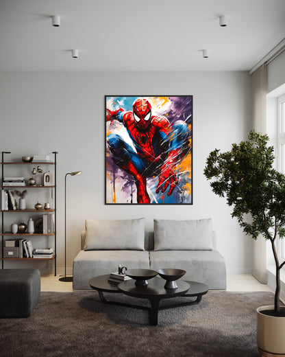 spiderman pop art canvas painting rede and blue