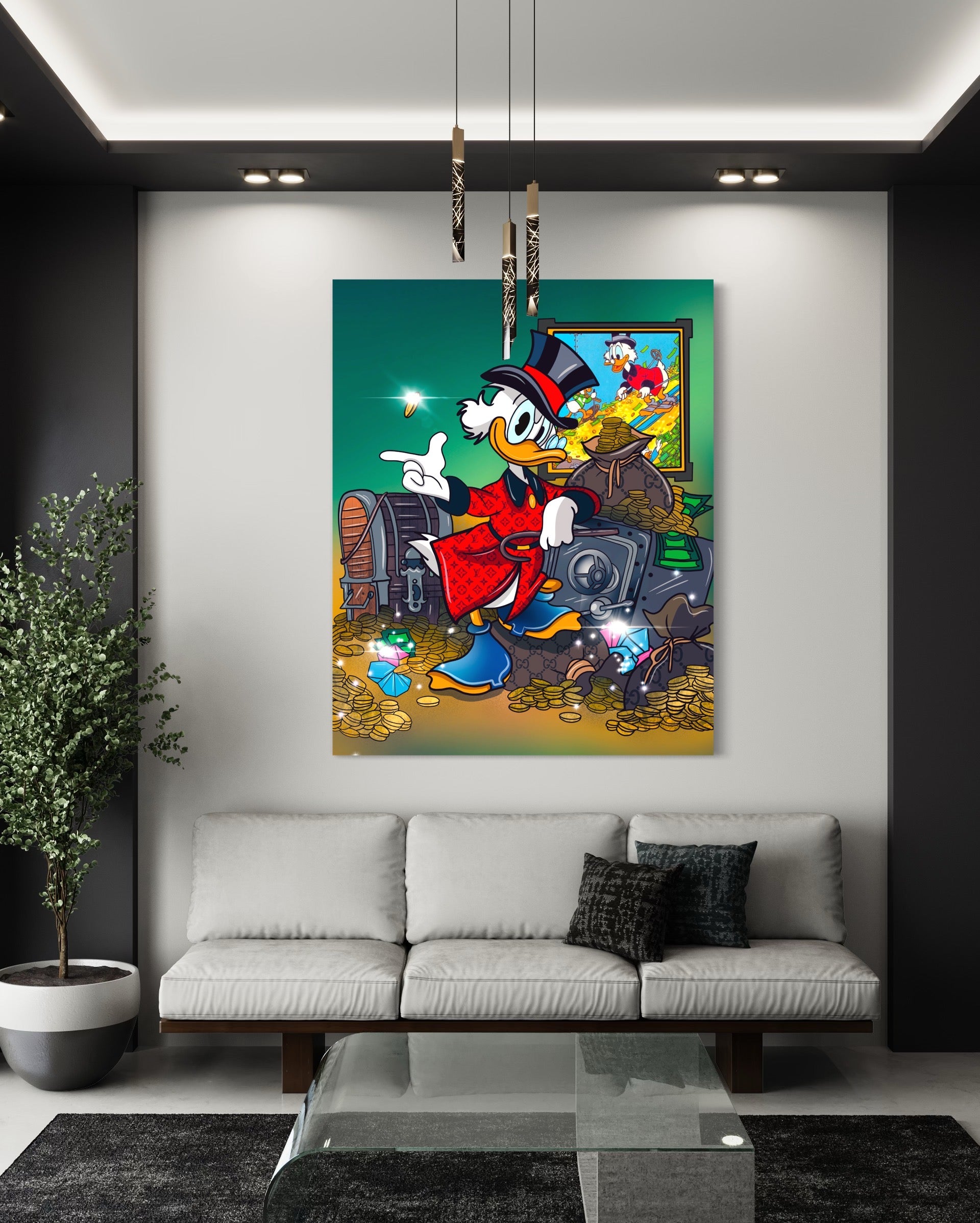 pop art canvas duck happy life live in love