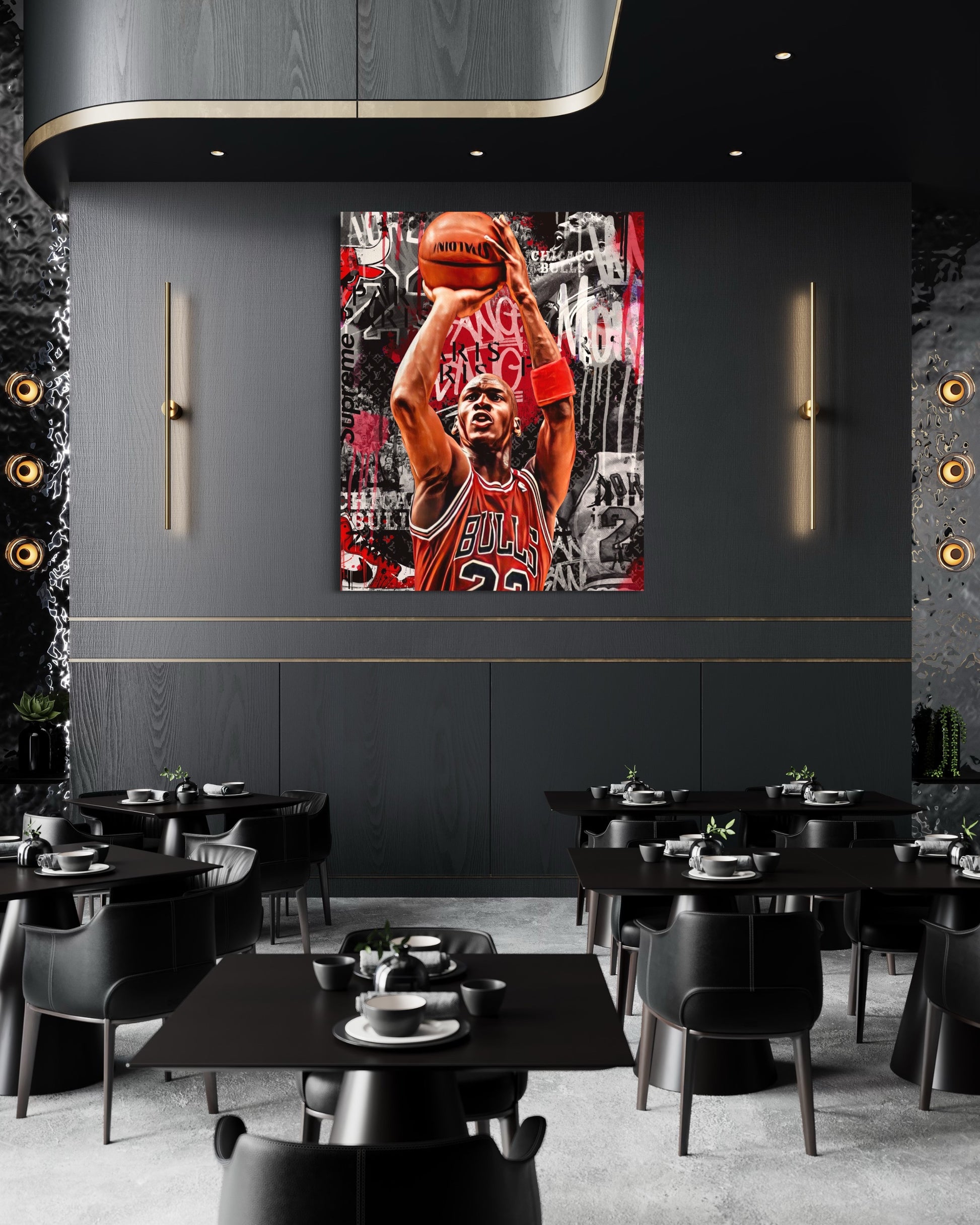 Jordan game basketball red pop art canvas jump man 23 Chicago bulls 