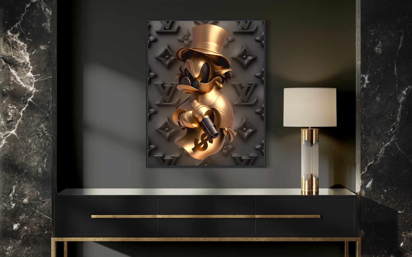 duck gold and black wall art design