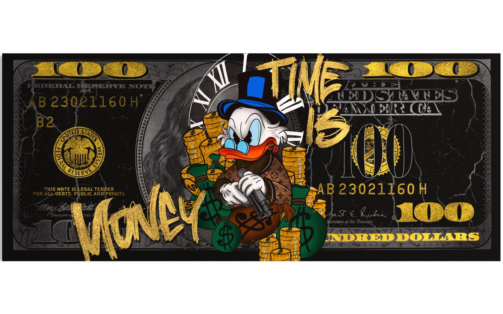 dollar bill pop art canvas moderni obraz gold and black