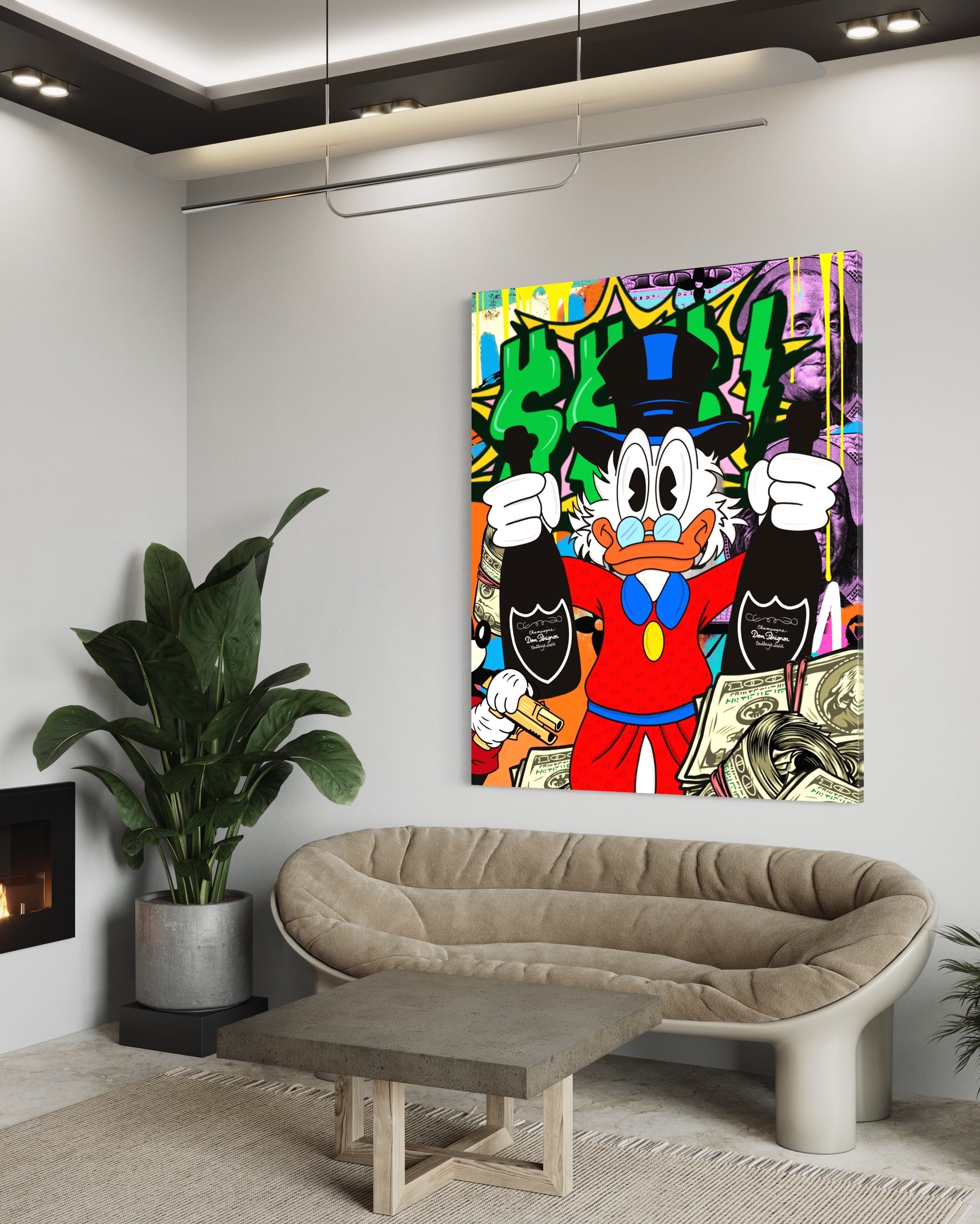 duck champagne pop art canvas