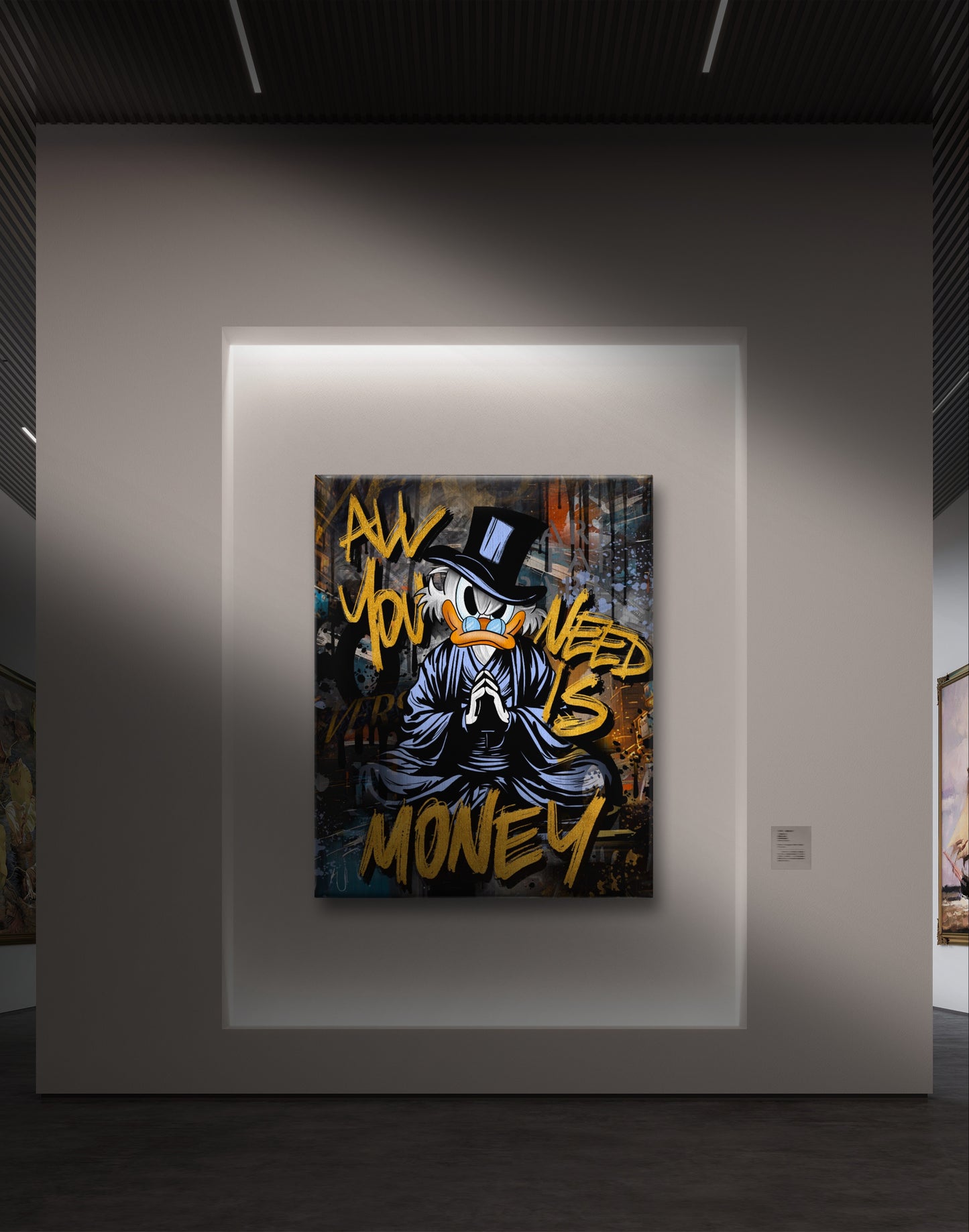 money wallart in gallery opening duck money pop art style lifestyle luxury