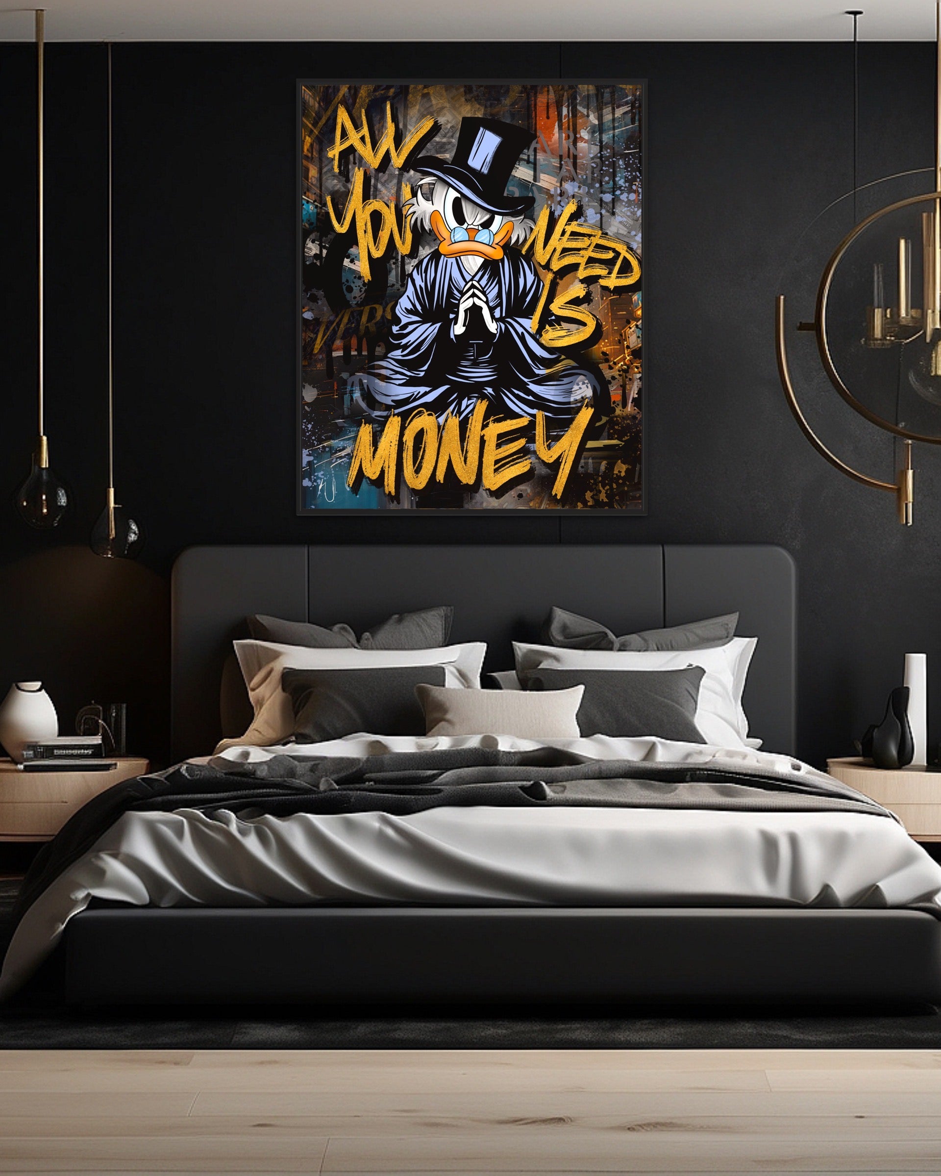 framed pop art canvas all you need is money art