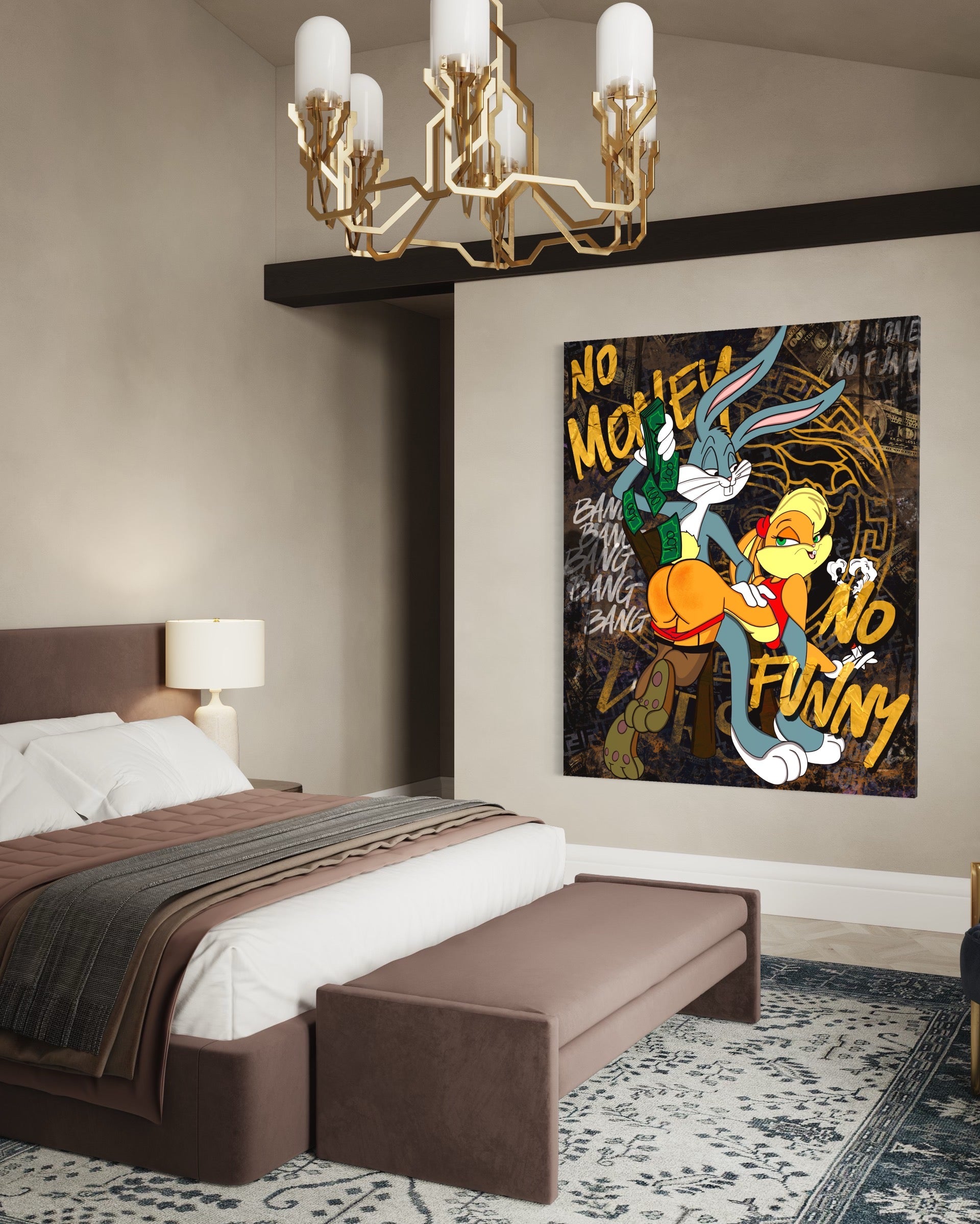 Pop Art Canvas Bugs Bunny Love and spank Lola black and gold canvas –  BADLUCIJE ORIGINAL CANVAS