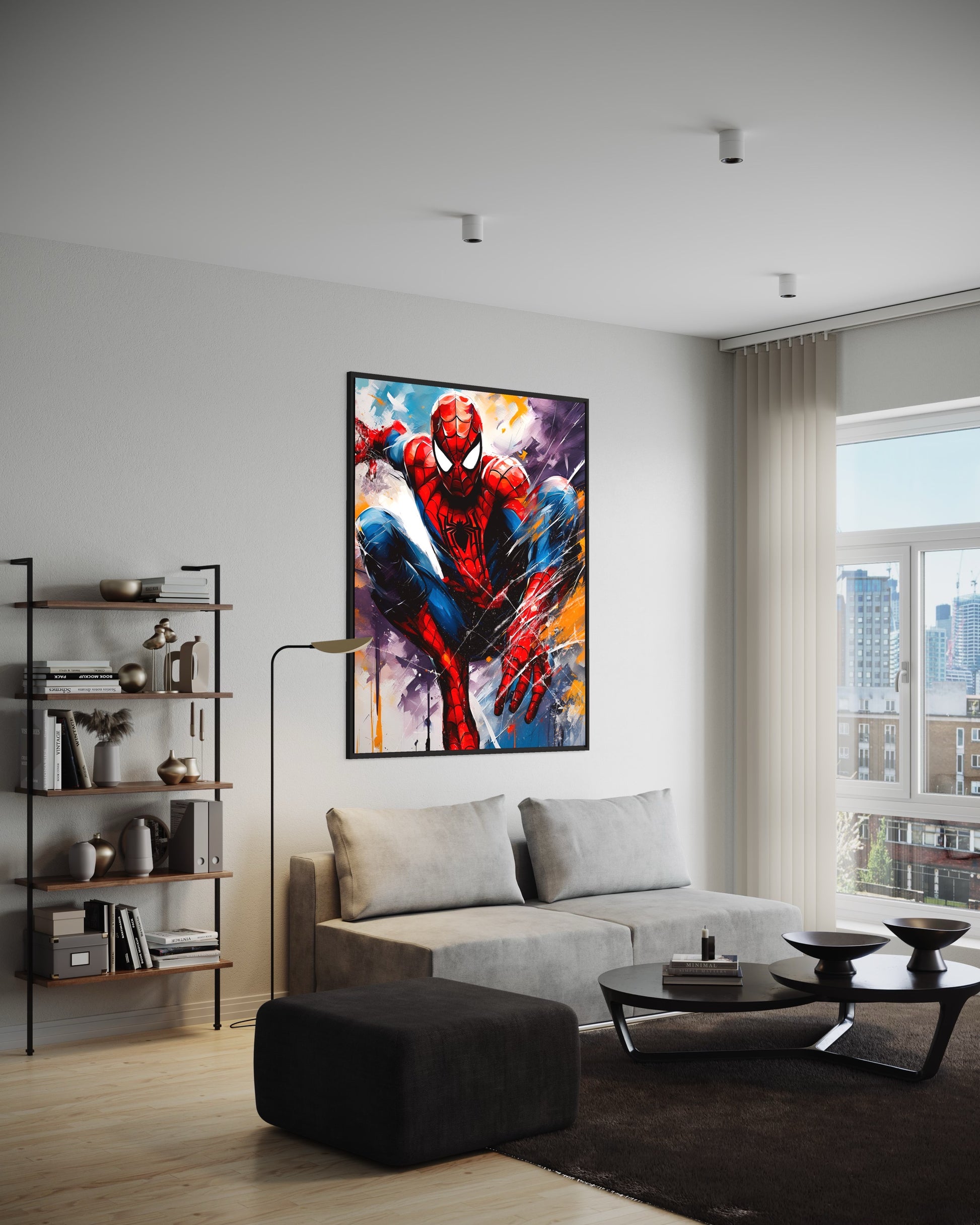 living room spiderman wall design decoration