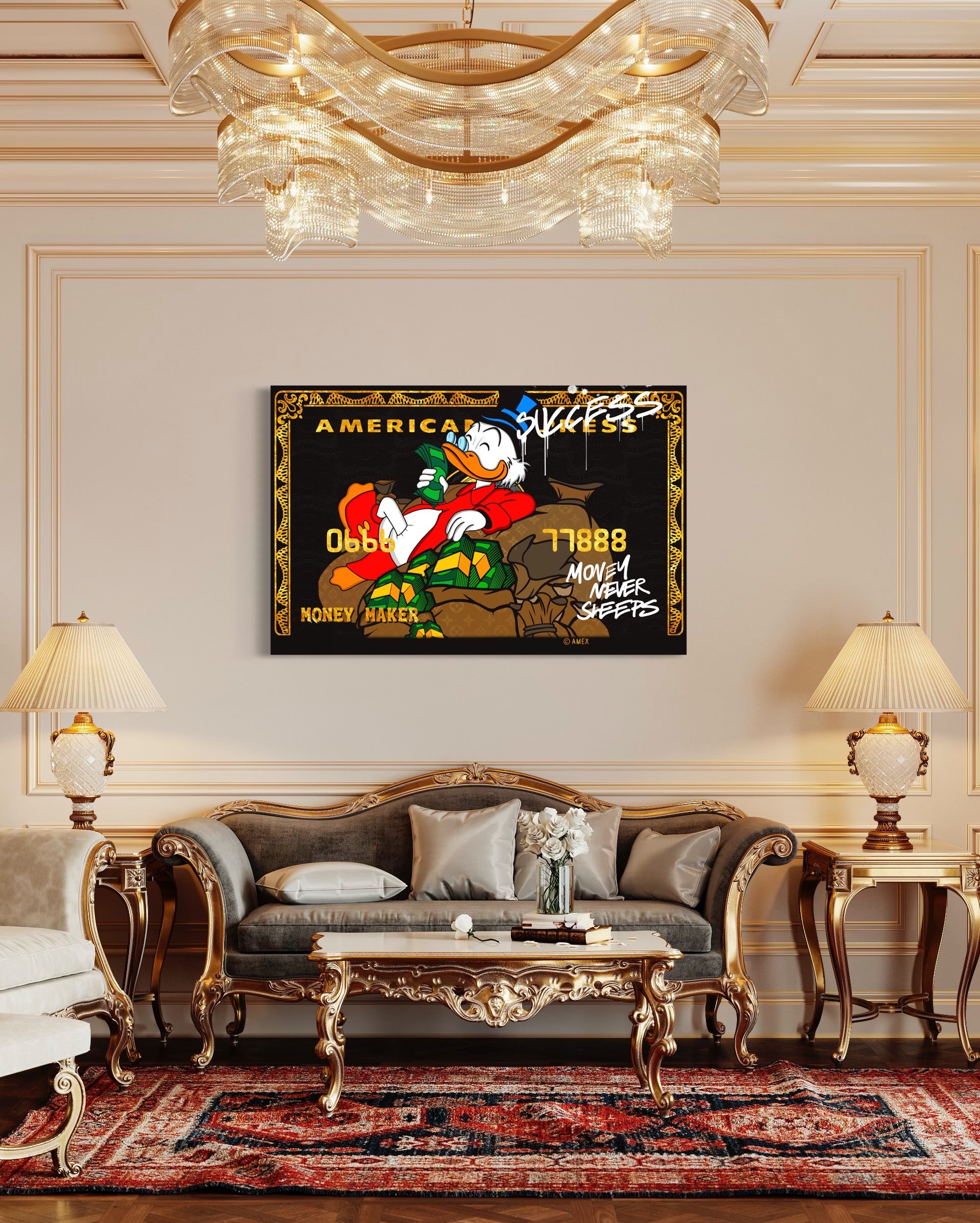 scrooges success duck golden black dollar art