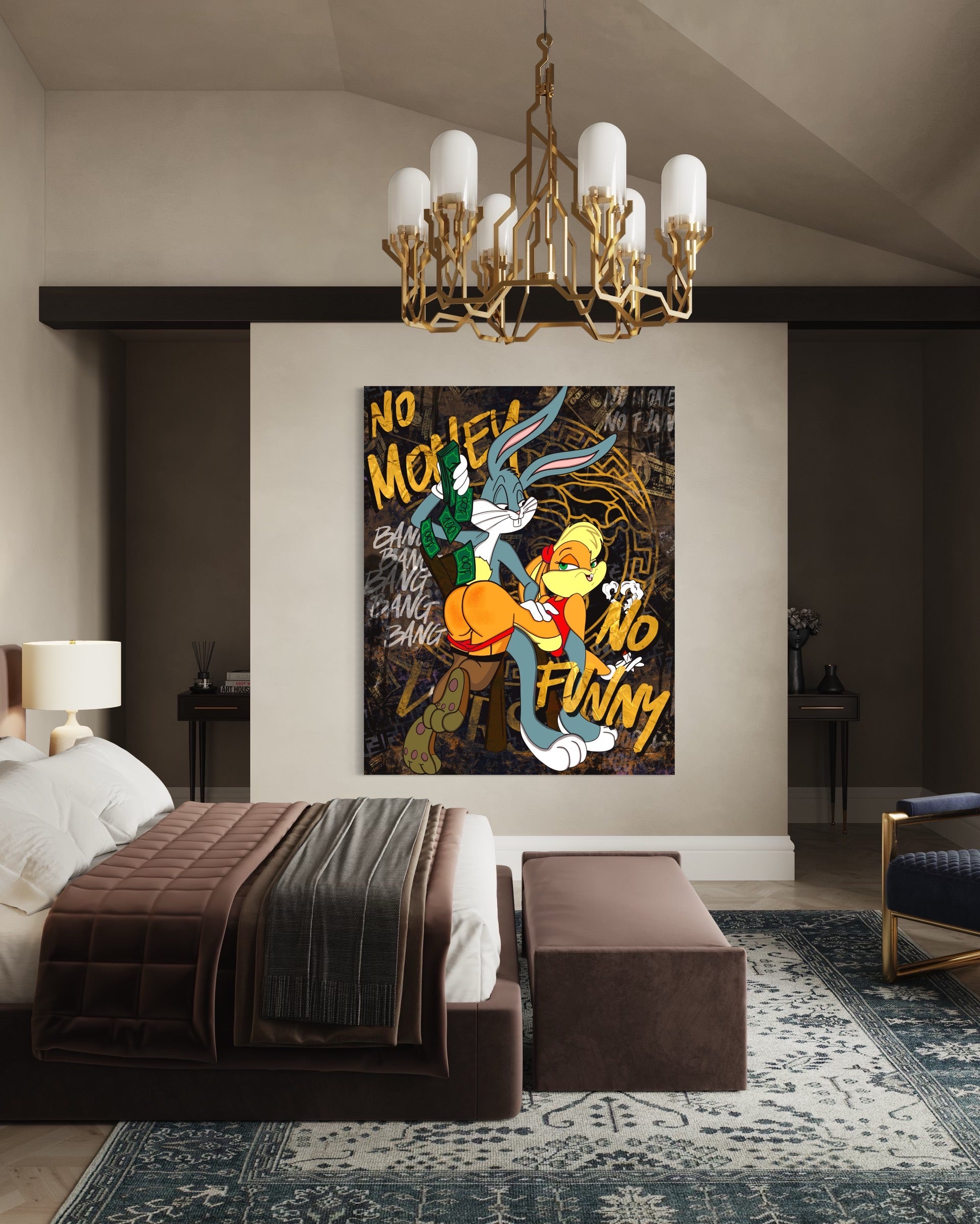 Pop Art Canvas Bugs Bunny Love and spank Lola black and gold canvas –  BADLUCIJE ORIGINAL CANVAS