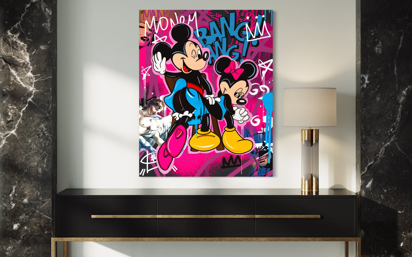 mickey pop art love canvas in love happy life live